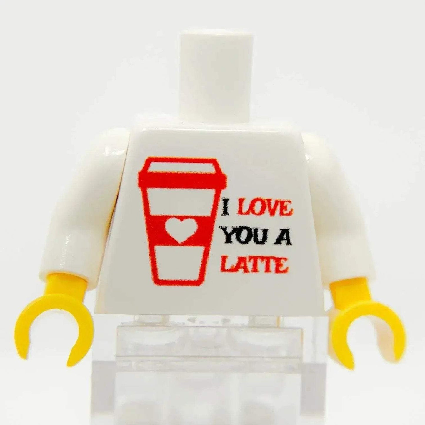 Custom Printed I Love You A Latte LEGO Figure Torso On Authentic LEGO Part For Collectors - ToylandEU