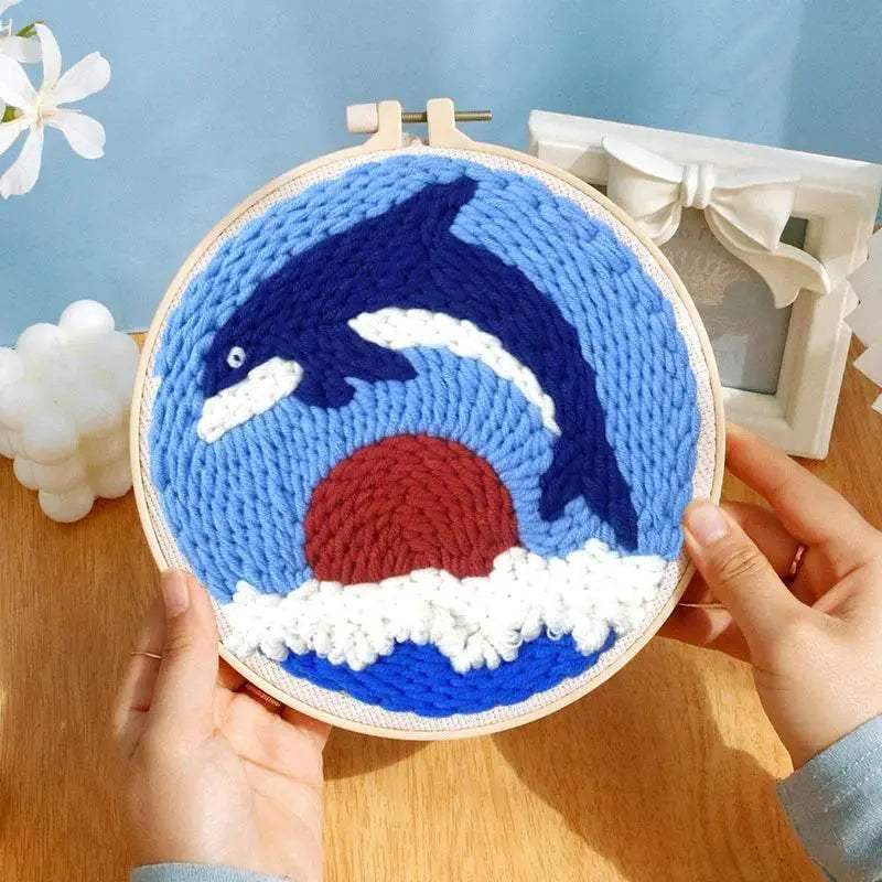 Punch Needle Embroidery Kit - 20x20cm Rug Hooking Set for Beginners with Adjustable Needle and Cartoon Patterns - ToylandEU™