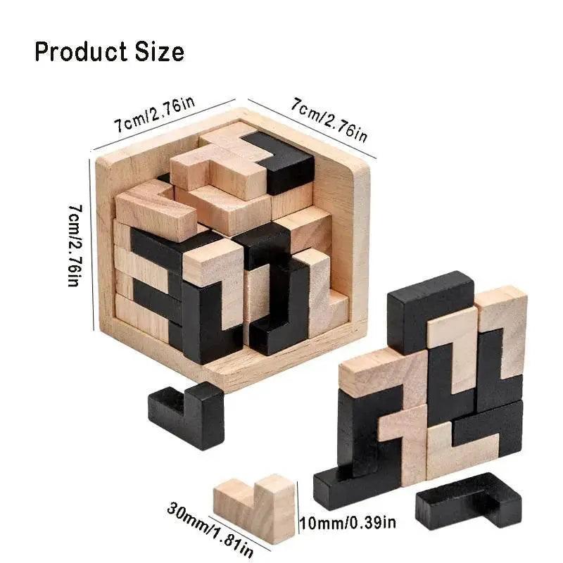 3D Cube Puzzle Luban Interlocking Wooden Educational Toy for Kids Brain Development - ToylandEU™