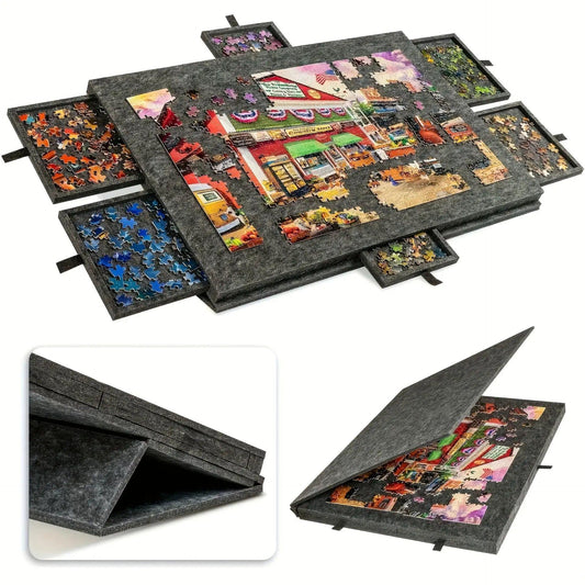 Puzzle Storage Table Six Drawers Felt Top Space Saving - ToylandEU™