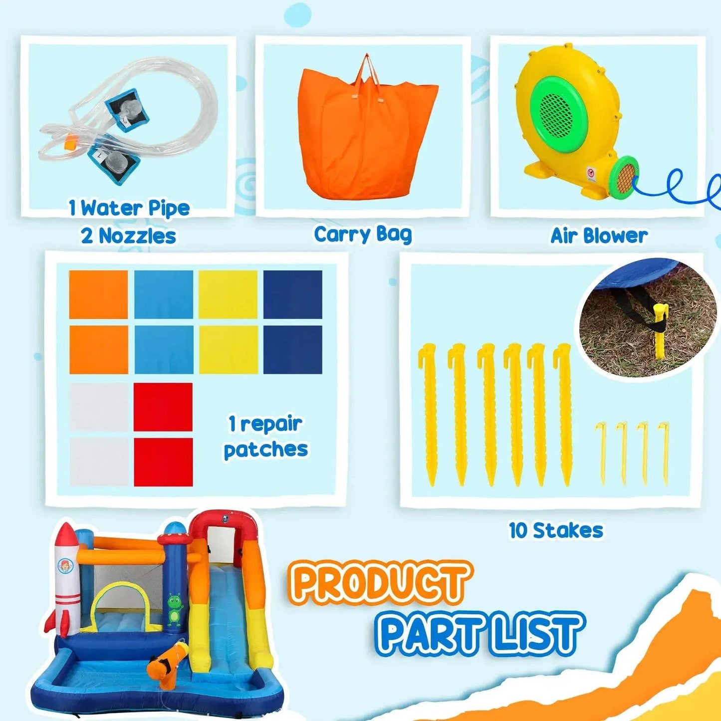 Qaba 8 In 1 Inflatable Water Slide Bounce House Fun - ToylandEU