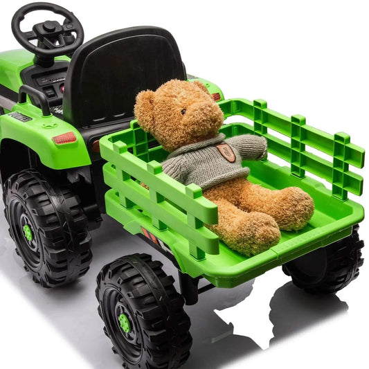 RC 24V Electric Ride-On Tractor with Remote Control & Trailer for Kids - ToylandEU