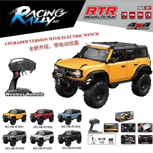 RC 4WD Remote Control Rock Crawler - 1/10 Scale Off-Road RC Climbing Car with Proportional Control and LED Lights - ToylandEU