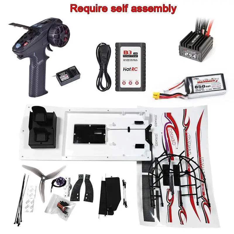 RC Amphibious Remote Control Electric Swamp Rescue Boat Model - DIY Aerodynamic Air Cushion Toy - ToylandEU