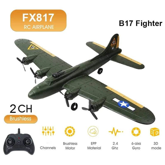 RC FX817 B17 Remote Control Fighter Plane - 2.4G 2CH Foam RC Aircraft for Kids, Perfect Gift for Children - ToylandEU