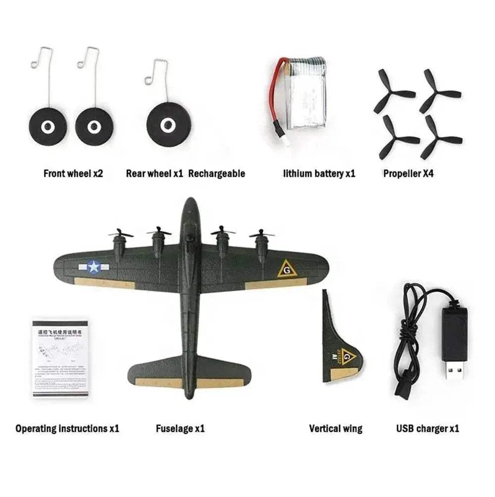 RC FX817 B17 Remote Control Fighter Plane - 2.4G 2CH Foam RC Aircraft for Kids, Perfect Gift for Children - ToylandEU