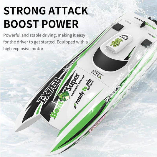 RC High-Speed Brushless RC Jet Boat 30km/h - Waterproof 2.4G Remote Control Speedboat for Kids - ToylandEU