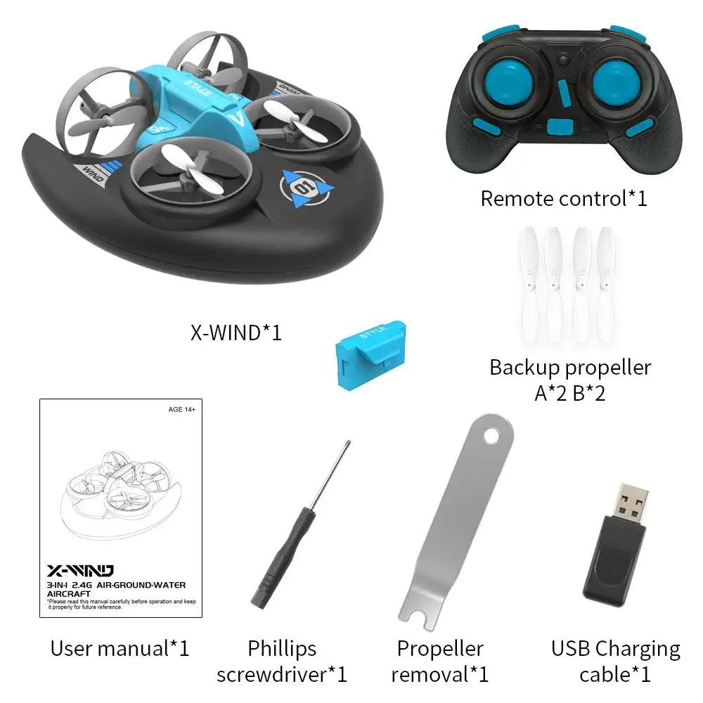 RC Hovercraft Drone Three In One Water Land Air Toy - ToylandEU™