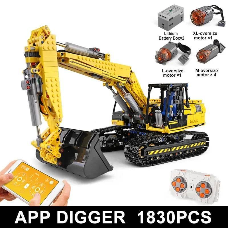 RC Innovative MOULD KING Remote Control Building Set: Crane, Excavator & Fire Truck - ToylandEU