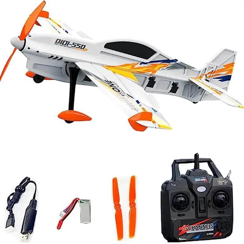 RC QIDI-550 RTF 3D RC Plane with 500mm Wingspan, One-Key Stunt Feature, and Advanced 6-Axis Gyro for Wind Resistant Flight - ToylandEU™