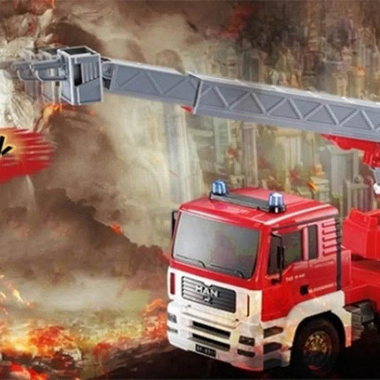 RC Remote Control Fire Truck Toy with Rotating Ladder & Realistic Features - ToylandEU