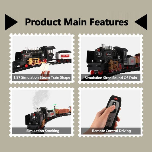 RC Remote Control Steam Train Set with 666CM Track - DIY Assembly Fun - ToylandEU