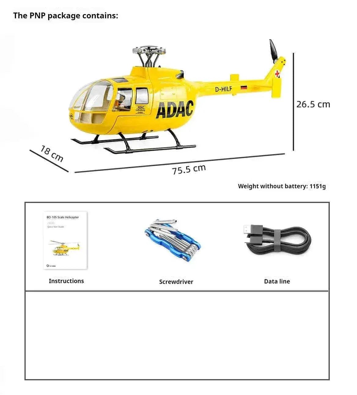 RC 10-Channel Remote Control Simulation Helicopter BO-105 with Double Propellers and Self-Stabilizing Feature - ToylandEU™