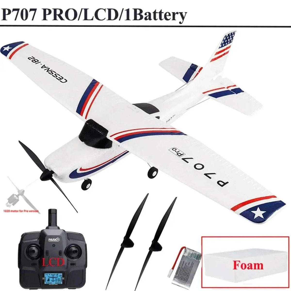 RC Parkten P707G PRO 3D/6G RC Glider with Gyro - Ready-to-Fly CESSNA 182 Drone for Outdoor Fun - ToylandEU™