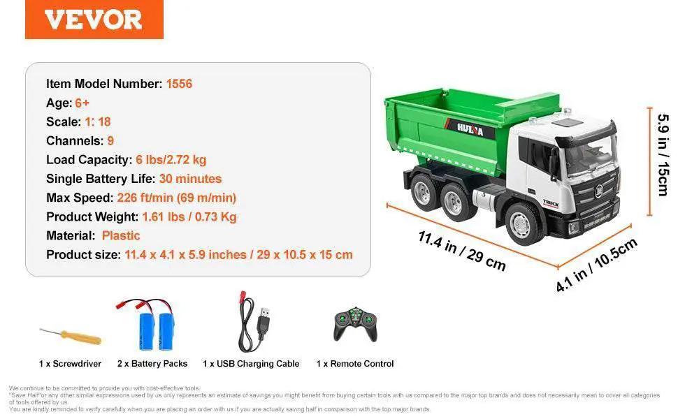 VEVOR RC Dump Truck 9-Channel Remote Model Car for Kids - ToylandEU™