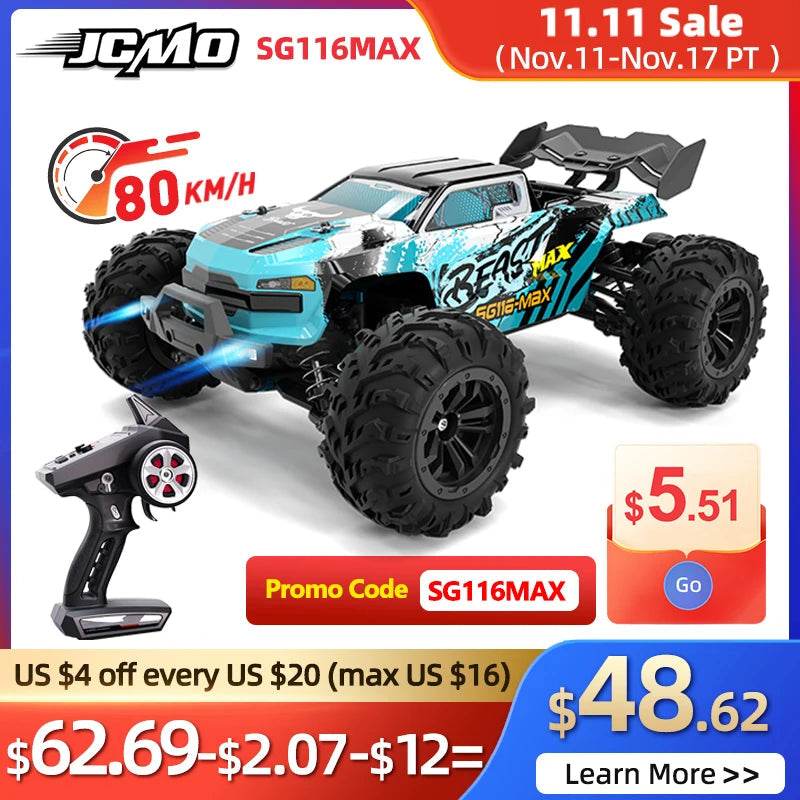 RC ZLL SG116 MAX 80KM/H Brushless 4WD RC Racing Car - All