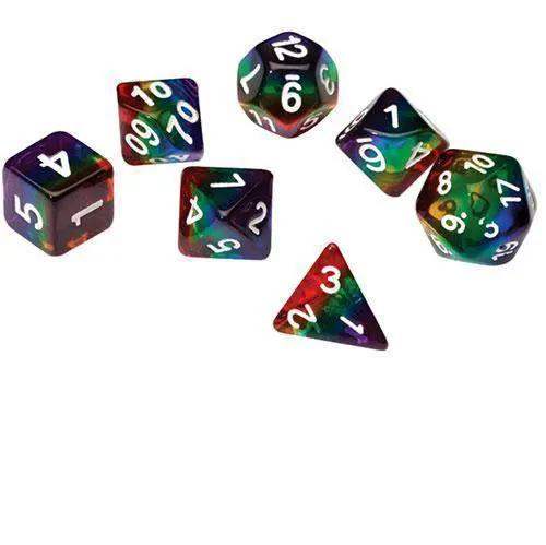 Rainbow Translucent Resin RPG Dice Set With Bonus D20 - ToylandEU