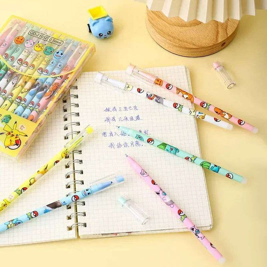 Radom 1 PCS, 6 PCS, or 12 PCS Pokemon Gel Pen Set, Anime Pikachu Erasable Writing Signature Pen, School Student Learning Supplies Stationery for Children