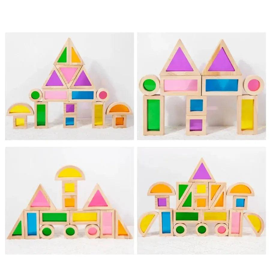 Rainbow Wooden Blocks For Learning And Non Toxic Play - ToylandEU™