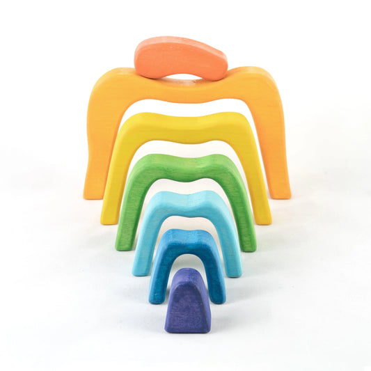 Rainbow Wooden Stacking Blocks for Open Ended Imaginative Play - ToylandEU