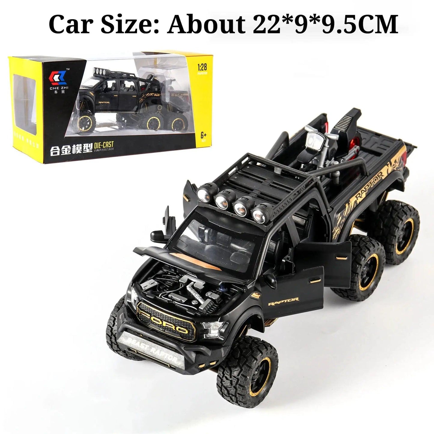 Raptor F150 Diecast Car Model With Doors Open Light - ToylandEU™