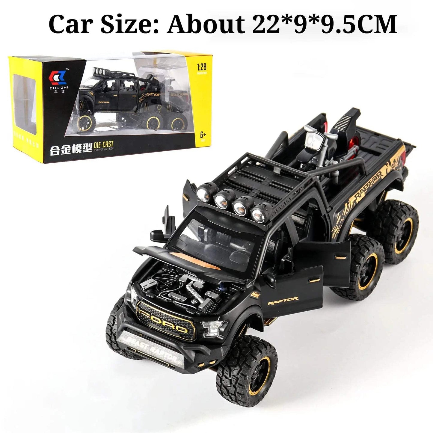 Raptor F150 Diecast Car Model With Doors Open Light - ToylandEU™
