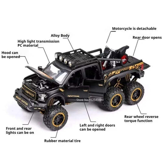 Raptor F150 Diecast Car Model With Doors Open Light - ToylandEU™