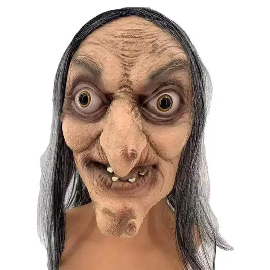 Realistic Latex Witch Mask With Hair Halloween Party - ToylandEU