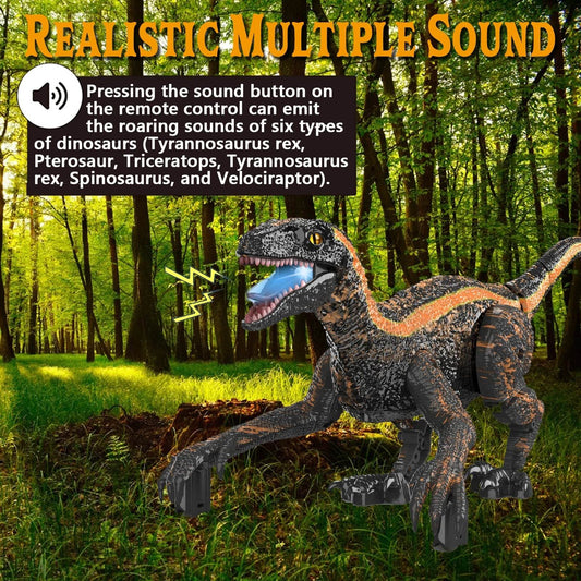Realistic Remote Control Dinosaur Toy with LED Light for Kids Ages Three to Twelve - ToylandEU