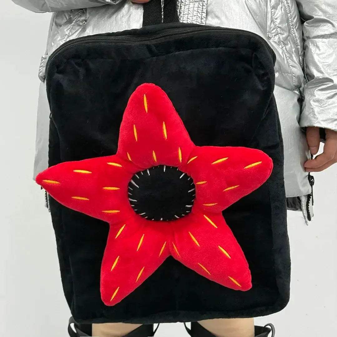 Red Flower Plush Backpack Soft Stuffed Shoulder Bag For Kids - ToylandEU