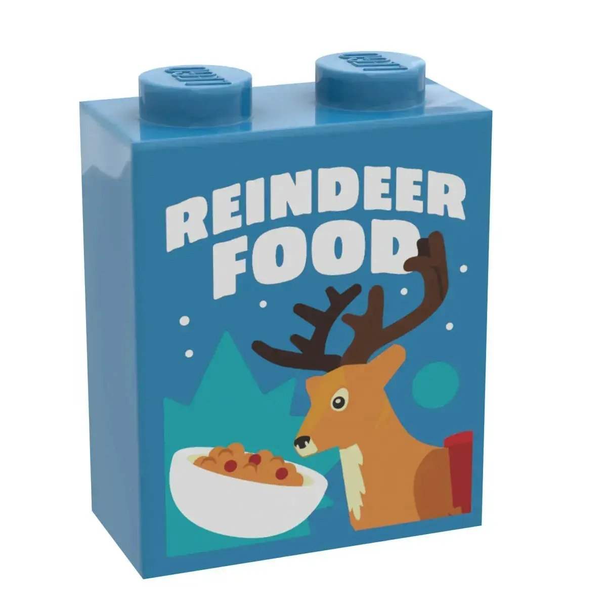 Custom Printed Reindeer Food Box for LEGO Minifigs Sits on 1x2x2 Official LEGO Brick - ToylandEU