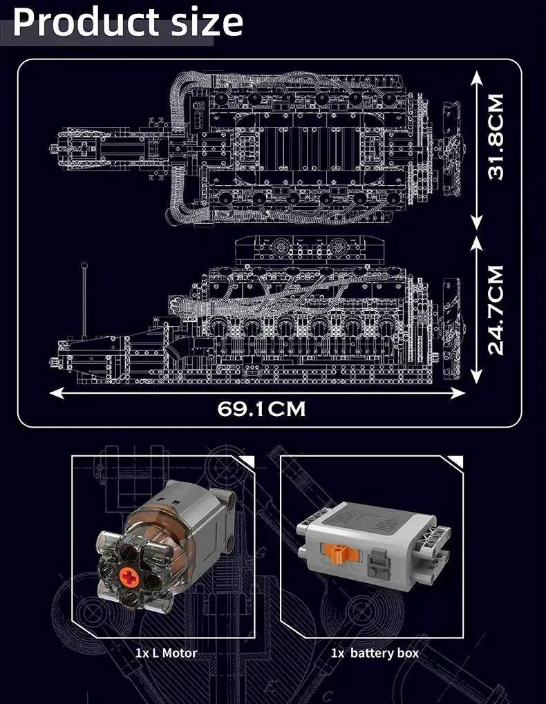 Remote Control Car Building Set With Motorized V12 Engine - ToylandEU