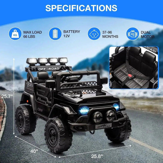 12V Kids Ride On Truck With Remote Control LED Lights - ToylandEU™