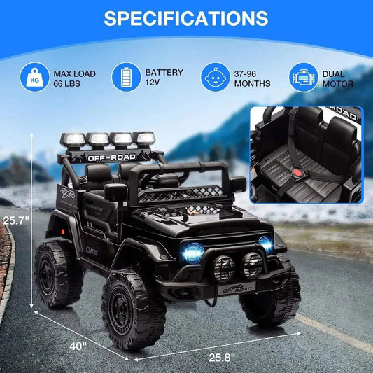 12V Kids Ride On Truck With Remote Control LED Lights - ToylandEU™