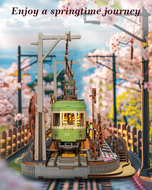Robotime 3D Puzzles Sakura Journey Tram Toy with LED Light - ToylandEU