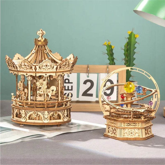 Robotime 3D Wooden Puzzle 336pcs Rotatable DIY Carousel Toy 3D Puzzle - ToylandEU