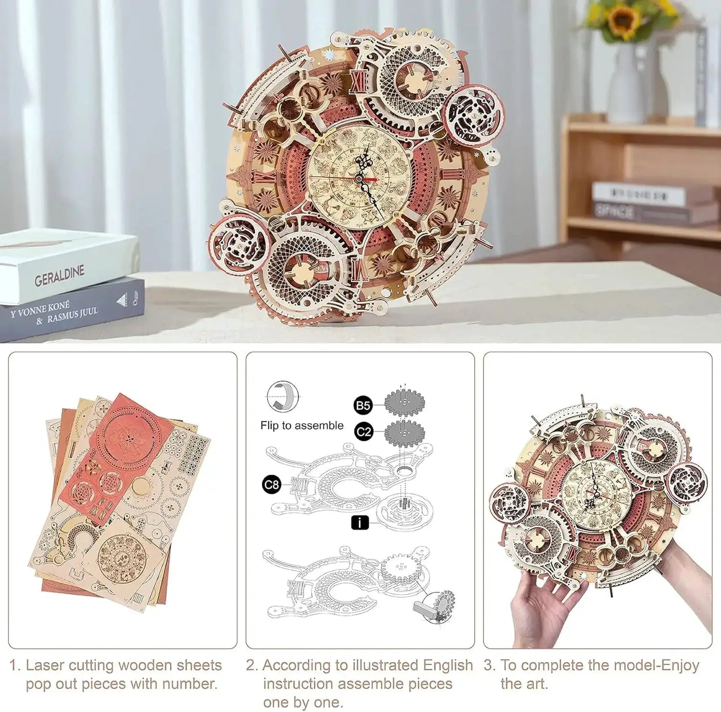 Robotime 3D Wooden Puzzle Wall Clock Kit Educational Gift - ToylandEU