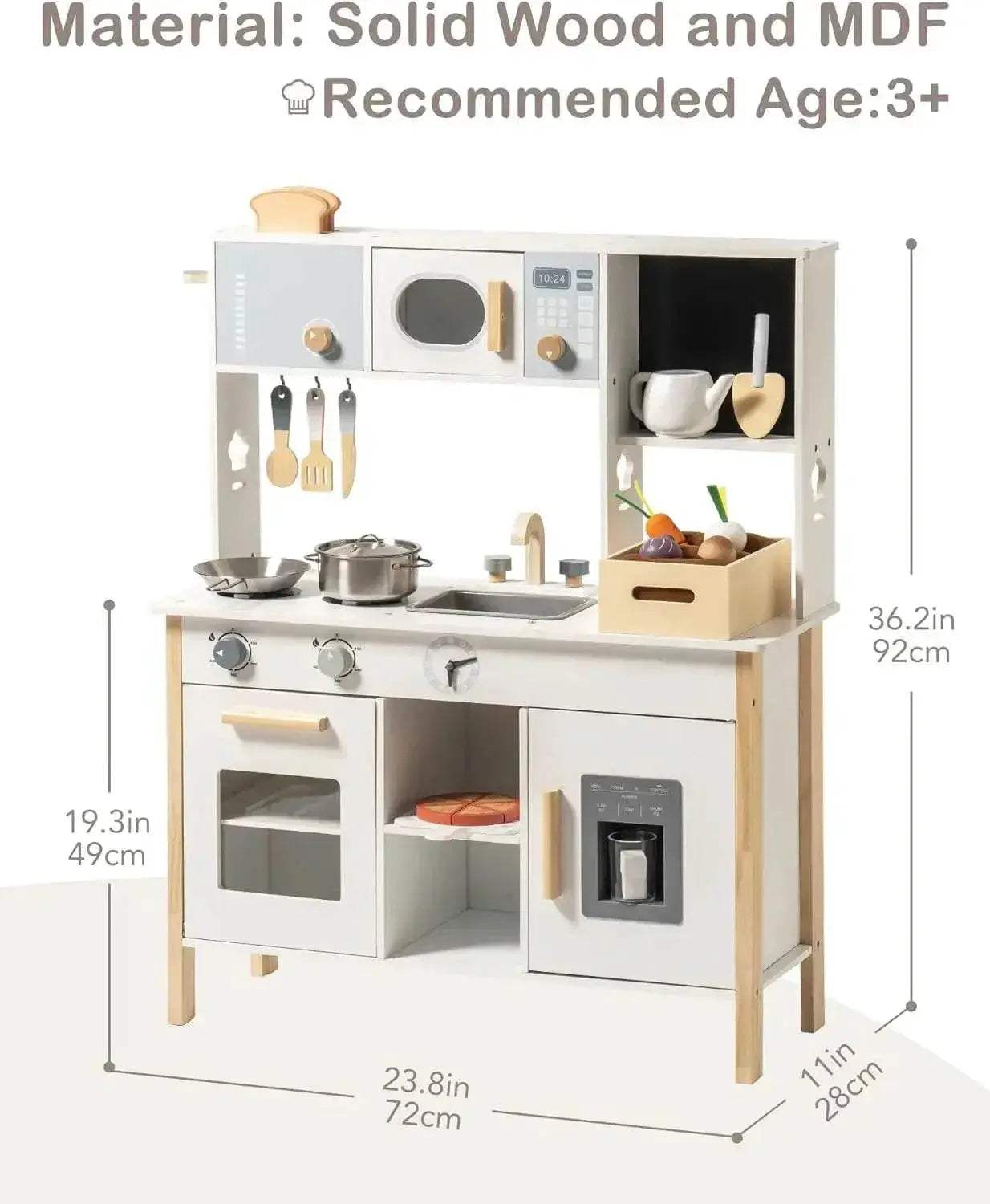 Robotime Play Kitchen Wooden Kids Playset with Food Set - ToylandEU™