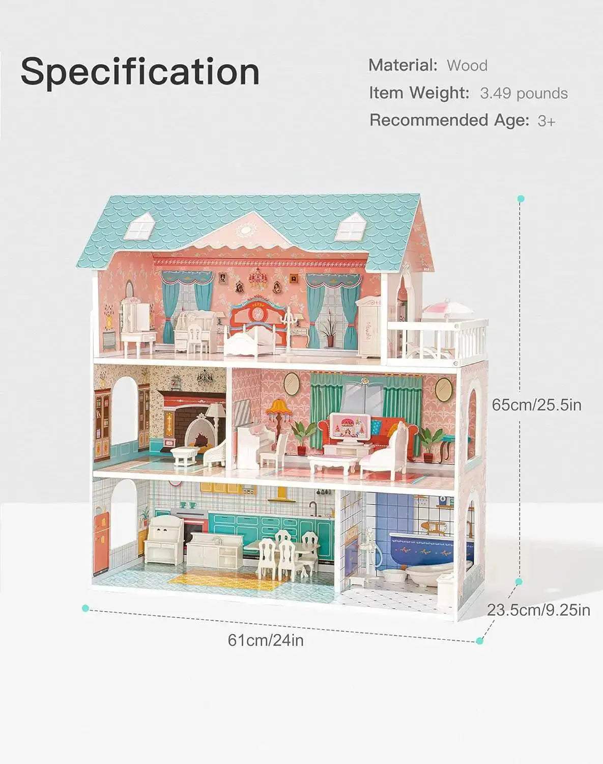 Robotime Robud Lady Wooden Dollhouse 3 Story Toy Gift - ToylandEU™