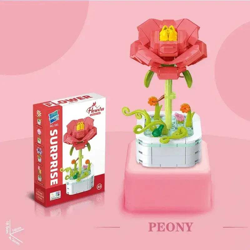 Romantic Flower Bouquet Building Blocks Set Sunflower Tulip Desktop Decor - ToylandEU