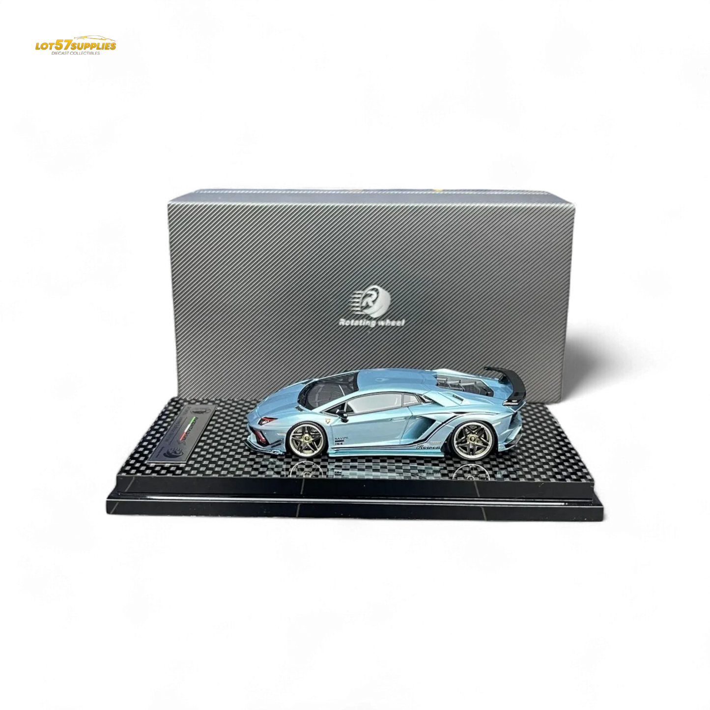 Rotating Wheel Rowen Aventador S - Ice Blue 1/64 - ToylandEU