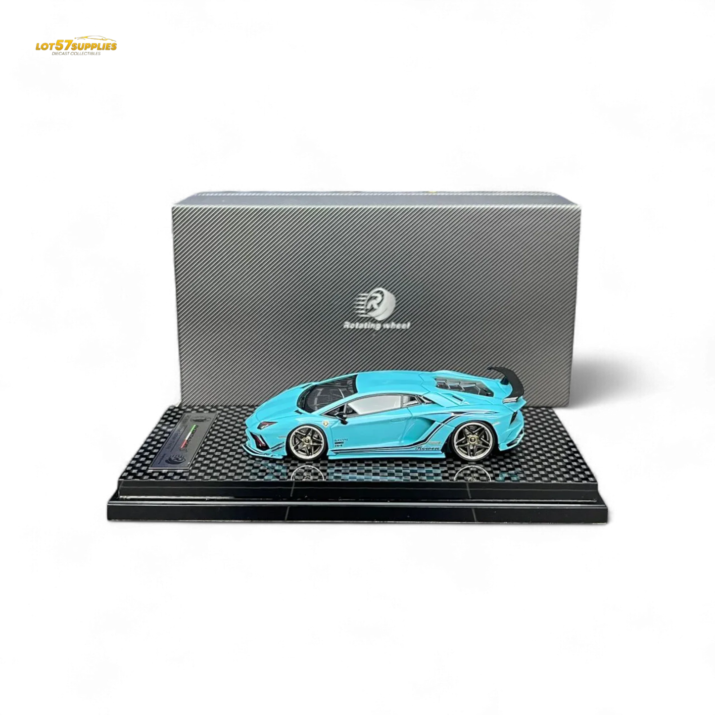 Rotating Wheel Rowen Aventador S - Pearl Blue 1/64 - ToylandEU