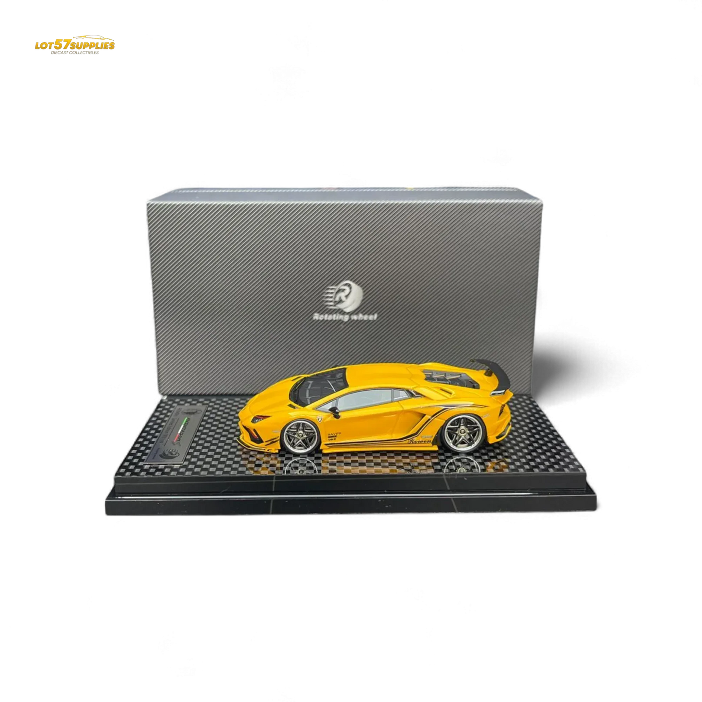Rotating Wheel Rowen Aventador S - Pearl Yellow 1/64 - ToylandEU