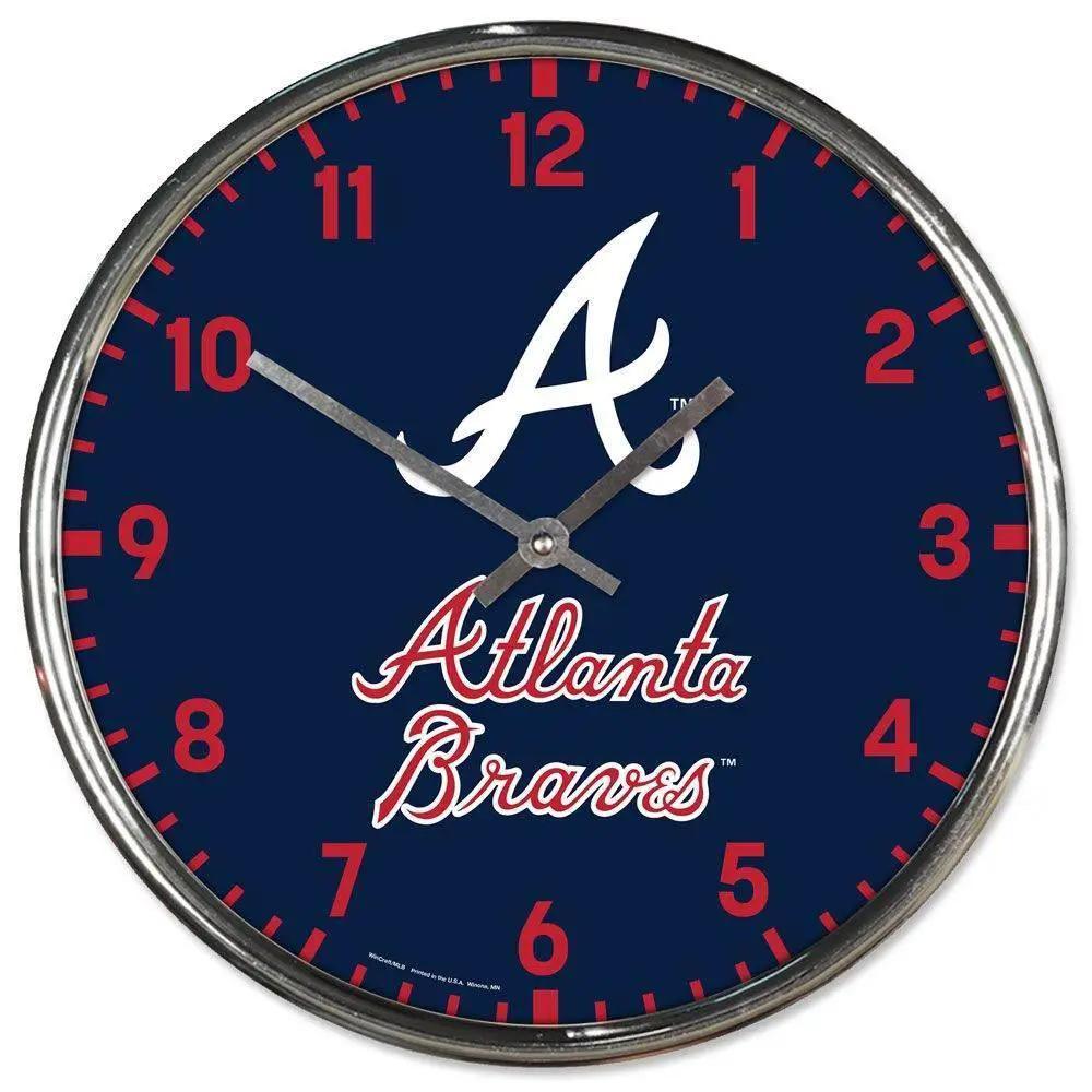 Atlanta Braves Round Wall Clock Chrome Finish Twelve Inch - ToylandEU™