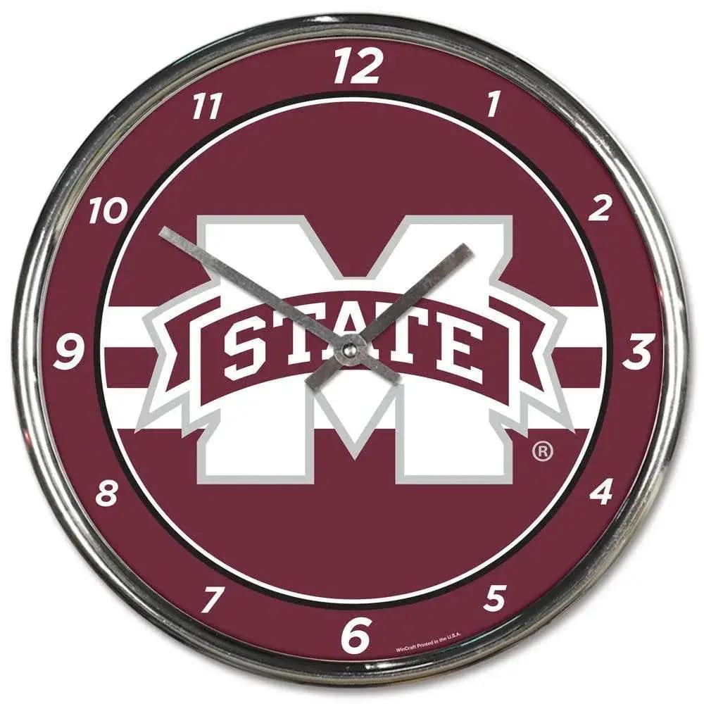 Mississippi State Bulldogs Round Wall Clock Chrome Style - ToylandEU™