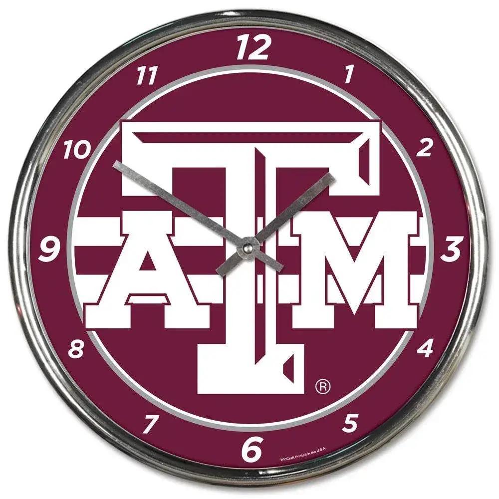 Texas A M Aggies Round Chrome Wall Clock Retro Classic - ToylandEU™