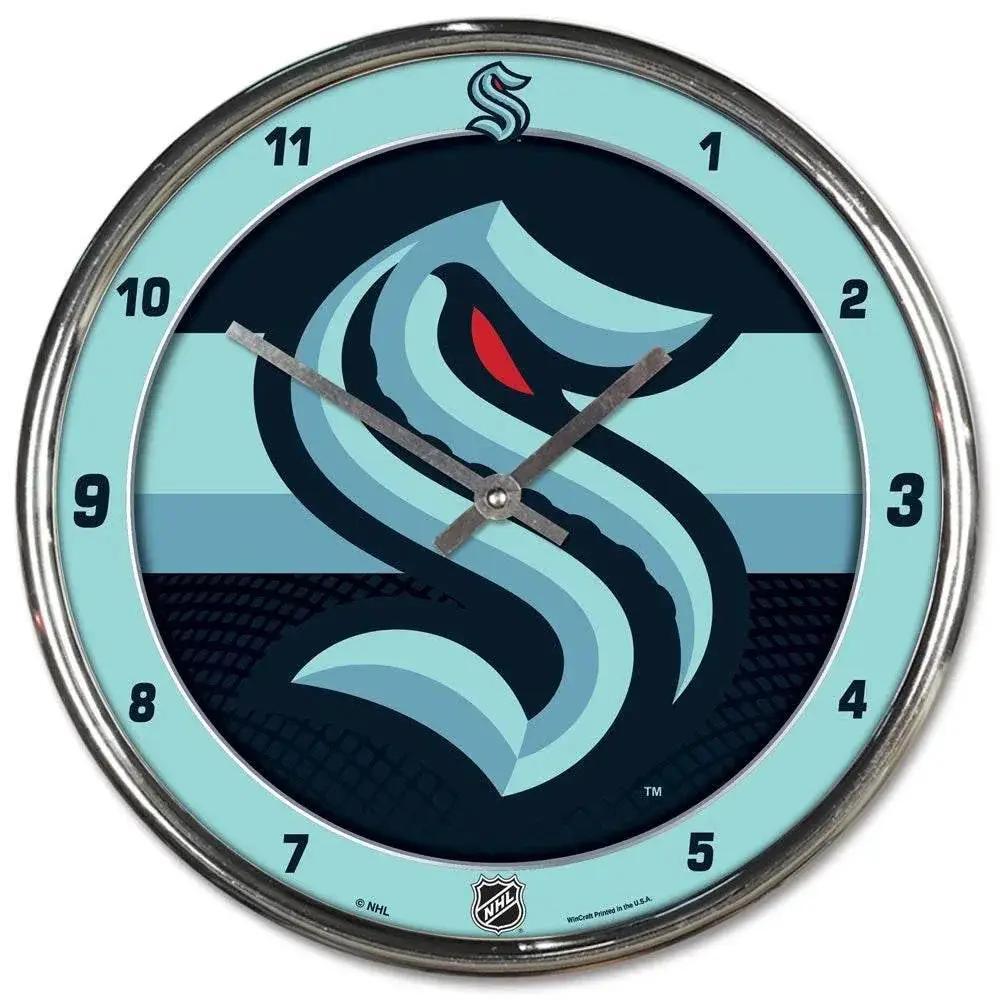 Seattle Kraken Round Wall Clock Chrome Finish Home Decor - ToylandEU™