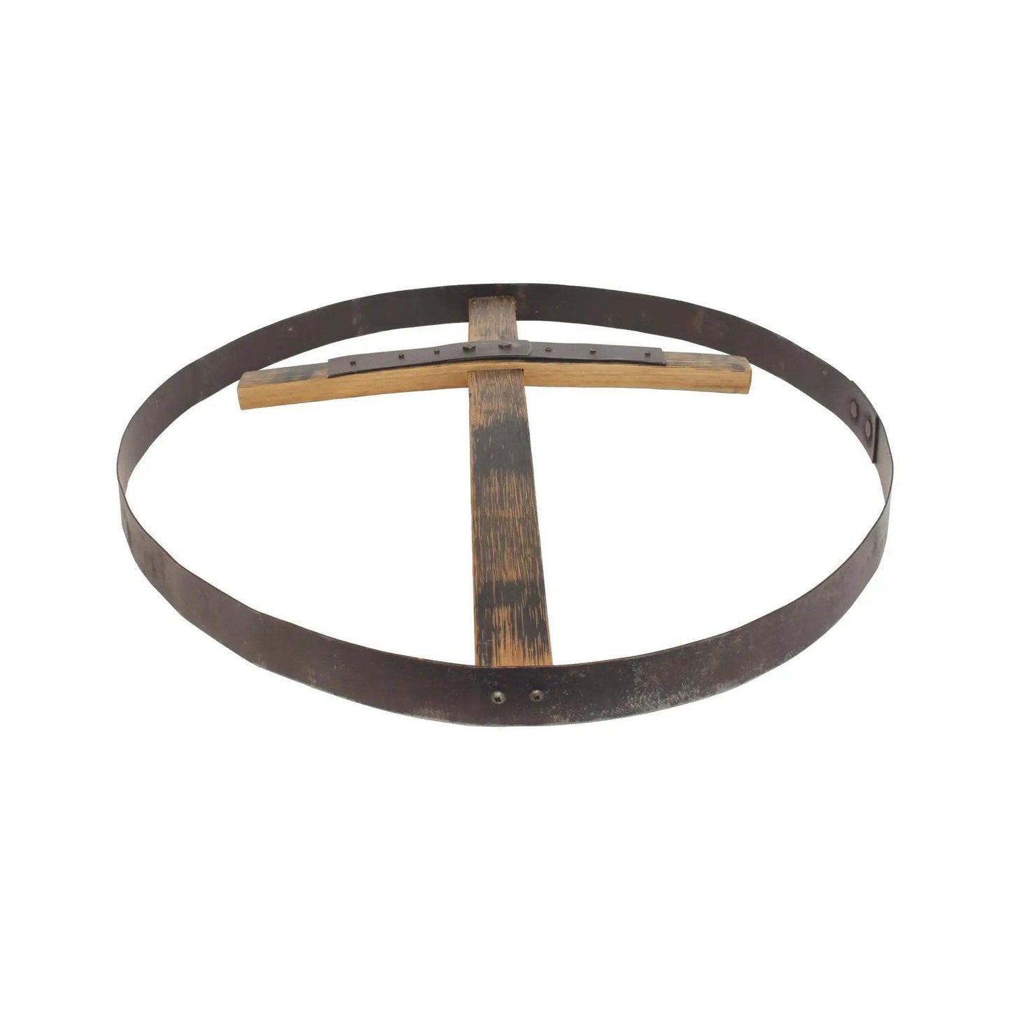 Rustic Reclaimed Barrel Cross Wall Art, Large 23" Diameter Religious Wall Decor, Amish-Made - ToylandEU