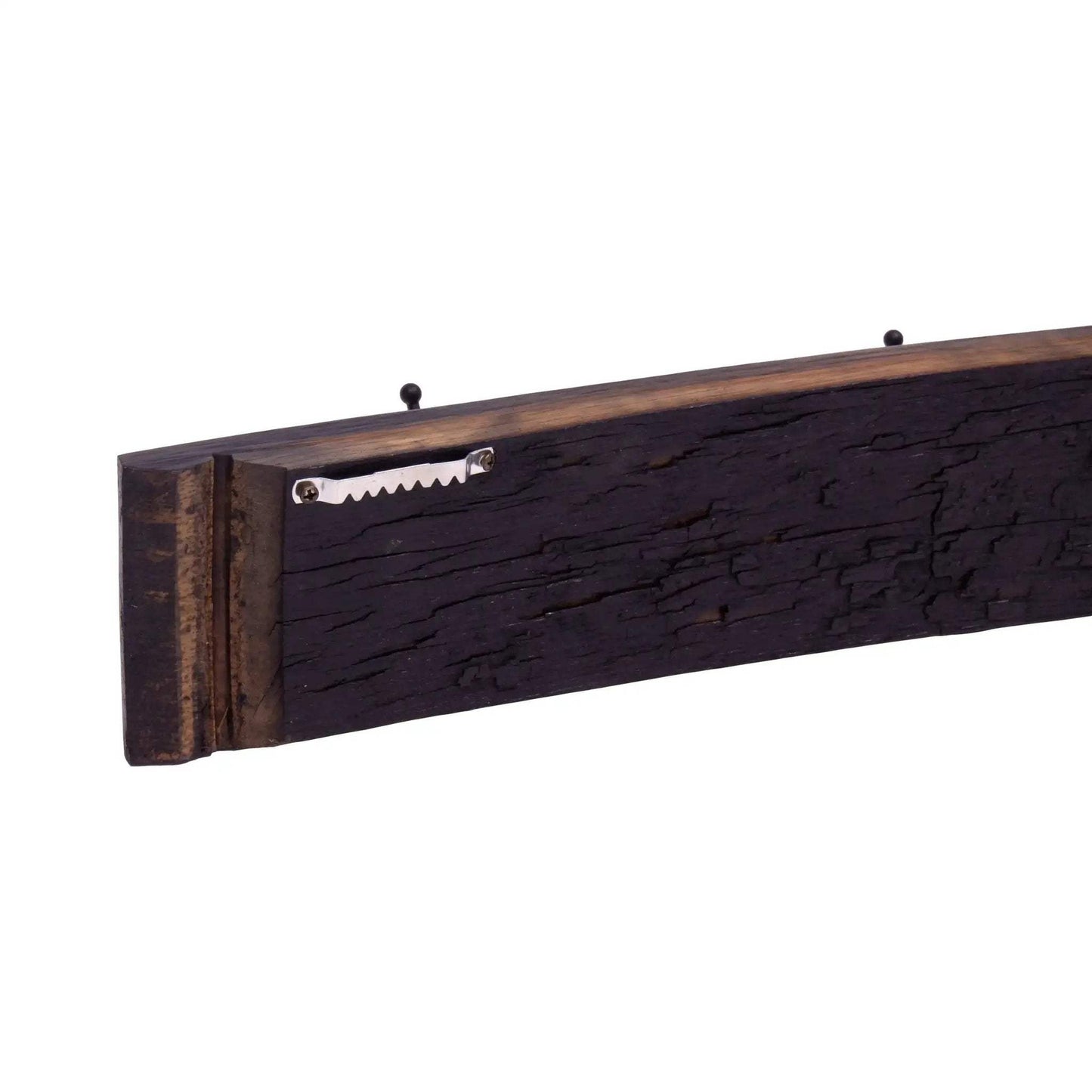 Rustic Wooden Coat Rack With 4 Metal Hooks, Made From Reclaimed Whiskey Barrel Staves - ToylandEU
