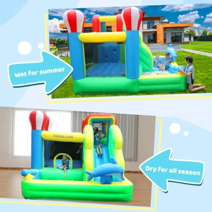 Bounce House Water Slide With Splash Pool And Climbing Wall